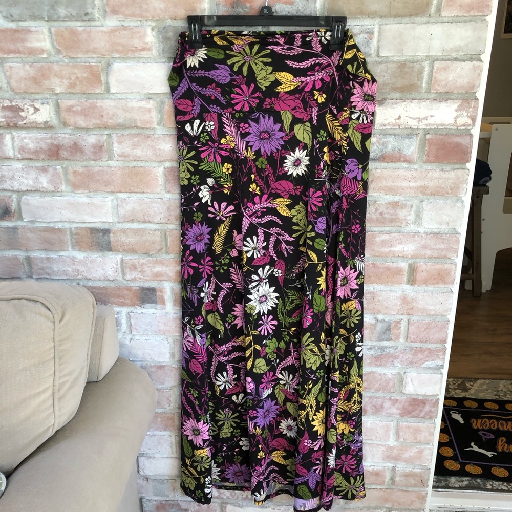 LuLaRoe Black Floral Maxi Dress L